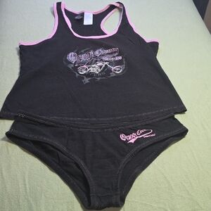 Vintage OCC Black and Pink Women's Intimates Set